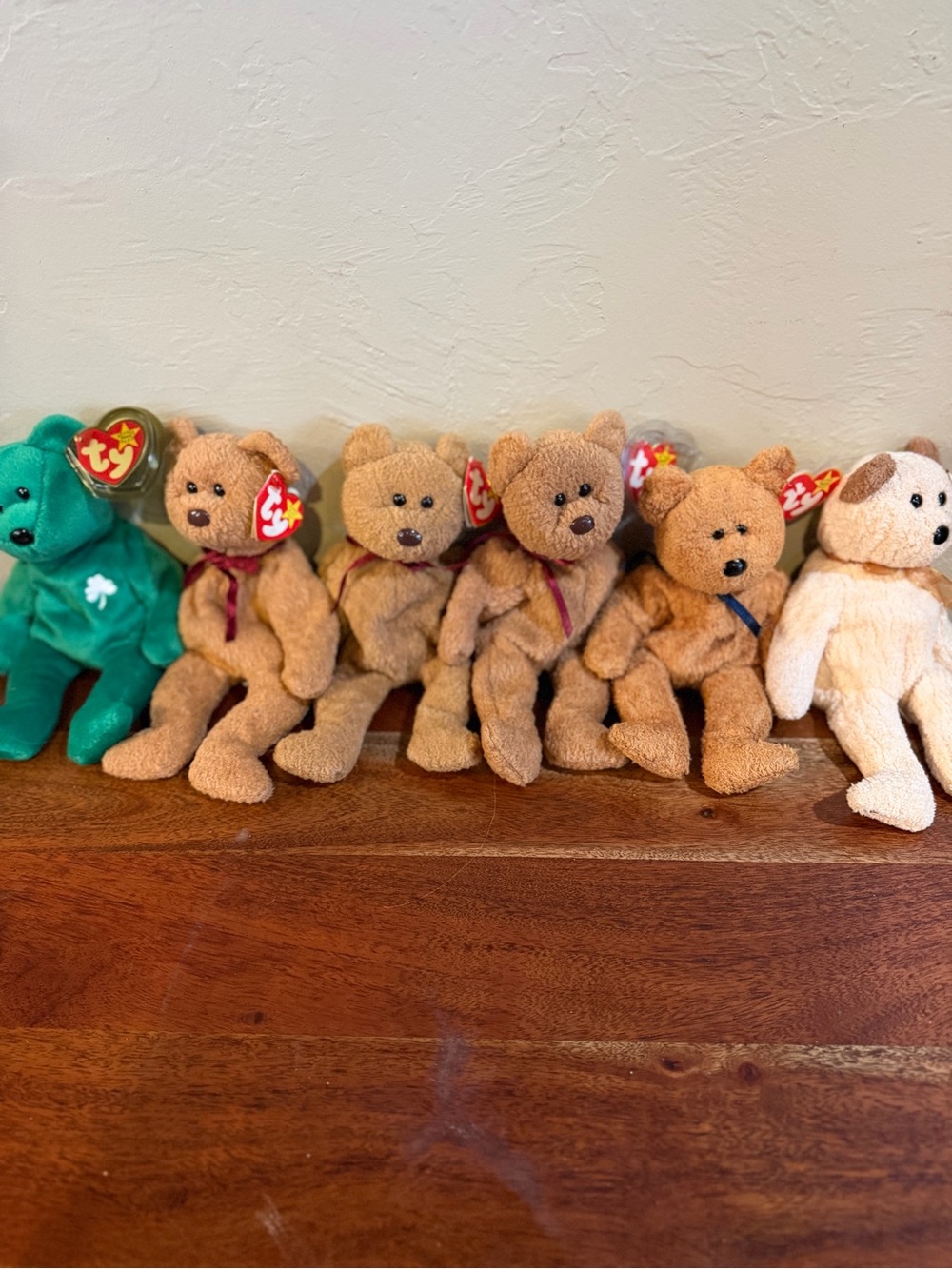 Ty Plush Bears Assorted Colors - Brown, Green, Cream